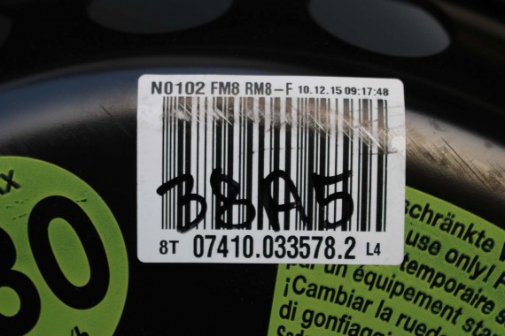 AUDI A4 A5 KOŁO DOJAZDOWE 8K0601027F DOJAZDÓWKA ZAPAS 8K0601027D 4B*19H2 ET29 5x112 CONTINENTAL CST17 125/70/19 100M 8K B8 8T 8F