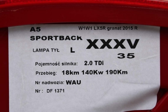 AUDI A5 SPORTBACK LAMPA TYŁ LAMPY TYLNE 8T8945095F 8T8945096F 8T0945093C 8T0945094C 8T8945095F 8T8945096F 8T0945093C 8T0945094C