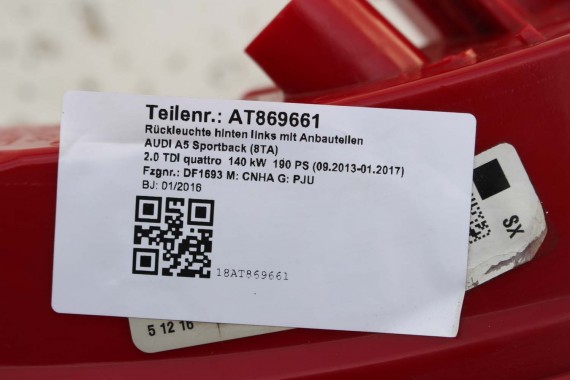 AUDI A5 SPORTBACK LAMPA TYŁ LAMPY TYLNE 8T8945095F 8T8945096F 8T0945093C 8T0945094C 8T8945095F 8T8945096F 8T0945093C 8T0945094C