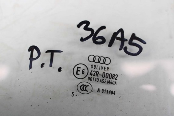 AUDI A5 SPORTBACK SZYBA DRZWI LEWE 8T8845205 tył 8T8 845 205 lewa tylna drzwiowa rok 2015 kolor E6 AS2 8T8 8T8845205A 8T8845205B