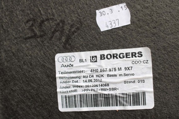 AUDI A8 BOCZEK KLAPY BAGAŻNIKA 4H0867975M 4H0867975K tylny tył 4H D4 4H0867975L 4H0867975T 4H0867975Q 4H0867975AA 4H0867975AB