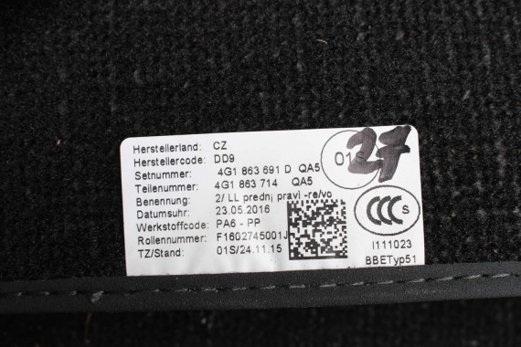 AUDI A6 A7 FL DYWANIKI PODŁOGI 4G1863691D 4G0864450B wycieraczki 4G0863723 4G0863724 4G1863713 4G1863714 'QA5' czarny soul) LIFT