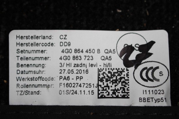 AUDI A6 A7 FL DYWANIKI PODŁOGI 4G1863691D 4G0864450B wycieraczki 4G0863723 4G0863724 4G1863713 4G1863714 'QA5' czarny soul) LIFT