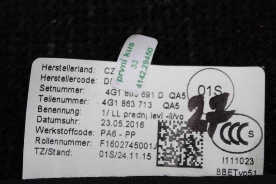 AUDI A6 A7 FL DYWANIKI PODŁOGI 4G1863691D 4G0864450B wycieraczki 4G0863723 4G0863724 4G1863713 4G1863714 'QA5' czarny soul) LIFT