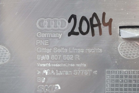 AUDI A4 8W KRATKA ZDERZAKA PRZÓD 8W0807681R 8W0807682R zaślepka KRATKI 8W0807681 8W0807682 L + P 2 sztuki b9 8W0807681 8W0807682