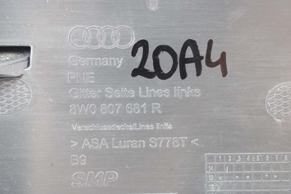 AUDI A4 8W KRATKA ZDERZAKA PRZÓD 8W0807681R 8W0807682R zaślepka KRATKI 8W0807681 8W0807682 L + P 2 sztuki b9 8W0807681 8W0807682