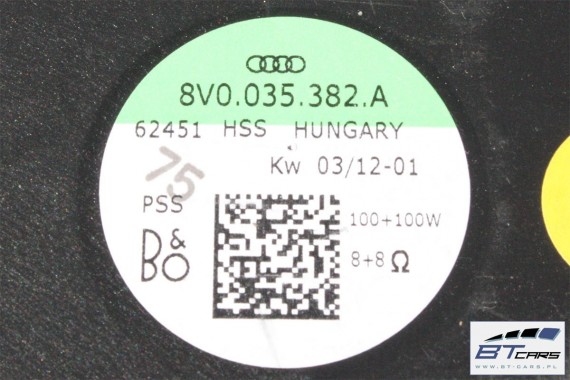 AUDI A3 SPORTBACK GŁOŚNIKI + WZMACNIACZ BAO 8V Bang & Olufsen 8V0035465  8V0 035 465 głośnik 8V0035382A 8V0 035 382 A tuba