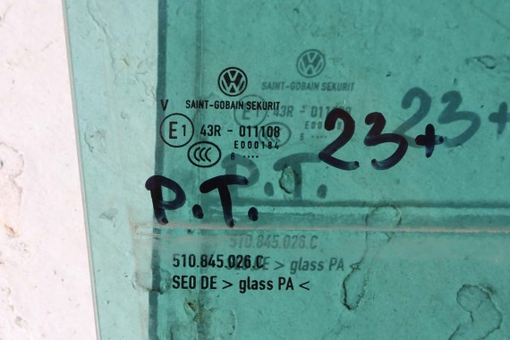 VW SPORTSVAN SZYBA DRZWI PRAWE 510845026C 510845026A prawa tył tylna 510 845 026 C 2016 E1 przyciemniany drzwiowa 510845026C