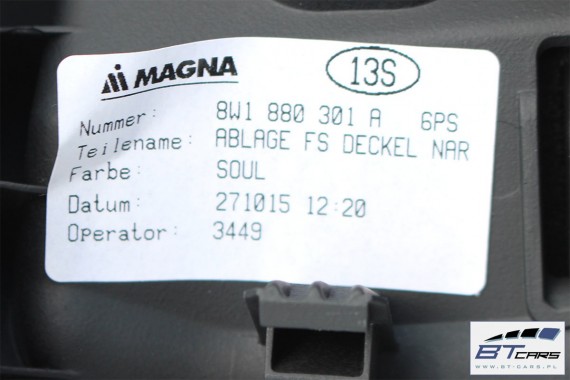 AUDI A4 A5 SCHOWEK KONSOLI KIEROWCY 8W1880301A 8W1 880 301 A 8W1880301A 8W 6PS czarny 8W1880301A 8W1880301 8W1880301D 8W1880301