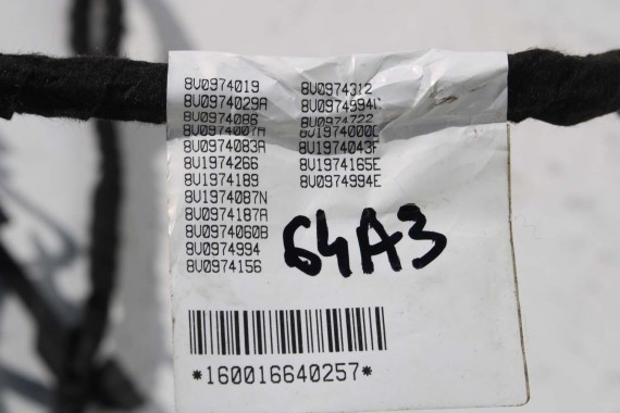 AUDI A3 Wiązka komory silnika 8V1971072 8V1971072 Silnik benzyna 1.8 TFSi 5G0971072 instalacja 8V1971072 8V1971072 USA 8V1971072