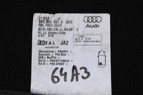 AUDI A3 SEDAN DYWANIKI WYCIERACZKI PODŁOGI 8V1863691 8V1864435 8V1864436 8V4864451 8V4864452 8V1863691A 8V1863435 8V4863011 8V