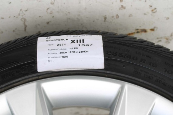 AUDI A7 FELGI 19 cali 4G8601025AD OPONY LATO KOŁA felga 8,5J*19JH2 ET32 opona CONTINENTAL 255/40/19 100H CONTIPROCONTACT A6 4G