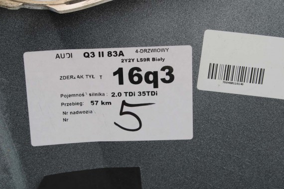 AUDI Q3 83A II TYŁ ZDERZAK + KLAPA BAGAŻNIKA + LAMPY lampa tylny Matrix 2Y2Y LS9R Gletscherweiss Biały F3 83A827025 83A807511