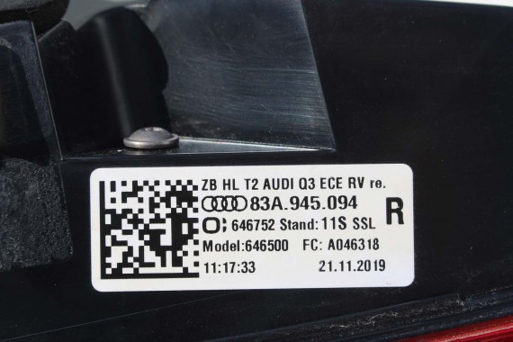AUDI Q3 83A II TYŁ ZDERZAK + KLAPA BAGAŻNIKA + LAMPY lampa tylny Matrix 2Y2Y LS9R Gletscherweiss Biały F3 83A827025 83A807511
