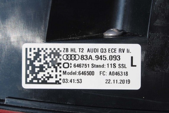 AUDI Q3 83A II TYŁ ZDERZAK + KLAPA BAGAŻNIKA + LAMPY lampa tylny Matrix 2Y2Y LS9R Gletscherweiss Biały F3 83A827025 83A807511
