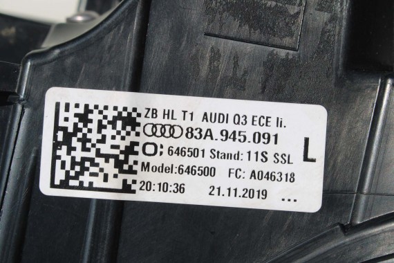 AUDI Q3 83A II TYŁ ZDERZAK + KLAPA BAGAŻNIKA + LAMPY lampa tylny Matrix 2Y2Y LS9R Gletscherweiss Biały F3 83A827025 83A807511