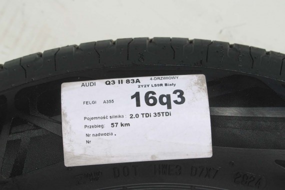 AUDI Q3 II FELGI 17 cali 83A601025F OPONY LATO KOŁA felga 83A601025 7J*17H2 ET40 opona LATO CONTINENTAL ECOCONTACT 215/65/17 99v
