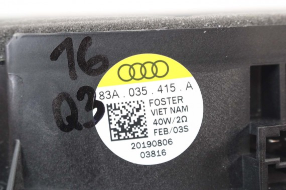 AUDI Q2 Q3 GŁOŚNIKI ZESTAW GŁOŚNIKÓW 83A035399 83A035415 83A035411 83A035398 83A035382 FL LIFT GŁOŚNIK TUBA A1 A3 83A 035 411