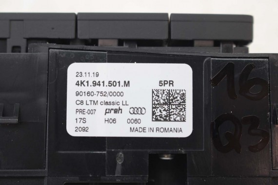 AUDI Q3 PRZEŁĄCZNIK WŁĄCZNIK ŚWIATEŁ 4K1941501M 4K1941501M A6 A7 Q7 4M dotykowy ETRON Q7 Q8 A6 A7 panel 4K1941501M