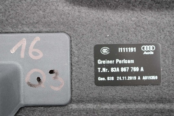 AUDI Q3 PÓŁKA TYLNA 83A867769A 83A 867 769 A XA6 czarny soul 83A867769 83A867769A 83A867769 bagażnika 83A867769 83A867769A F3
