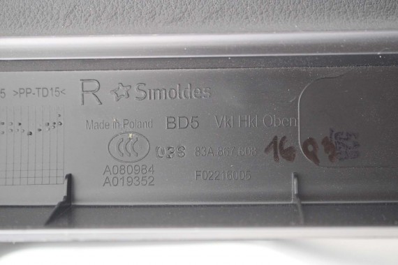 AUDI Q3 F3 BOCZEK KLAPY BAGAŻNIKA 83A867606 83A867979A 4PK czarny tapicerka wykończenie 83A867607 83A867608 83A867979 83A867979A