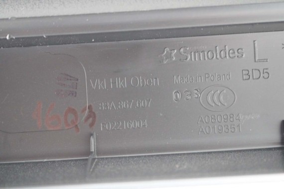 AUDI Q3 F3 BOCZEK KLAPY BAGAŻNIKA 83A867606 83A867979A 4PK czarny tapicerka wykończenie 83A867607 83A867608 83A867979 83A867979A