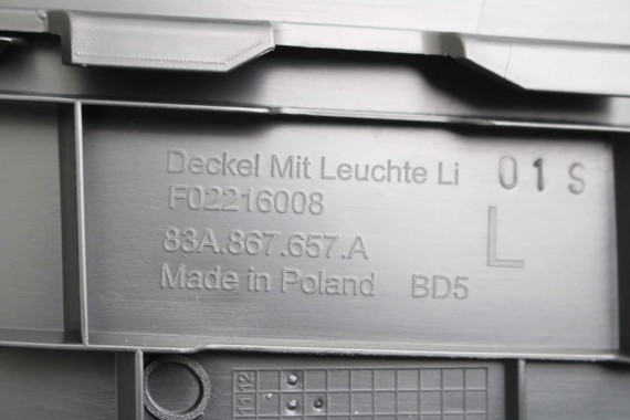 AUDI Q3 F3 BOCZEK KLAPY BAGAŻNIKA 83A867606 83A867979A 4PK czarny tapicerka wykończenie 83A867607 83A867608 83A867979 83A867979A