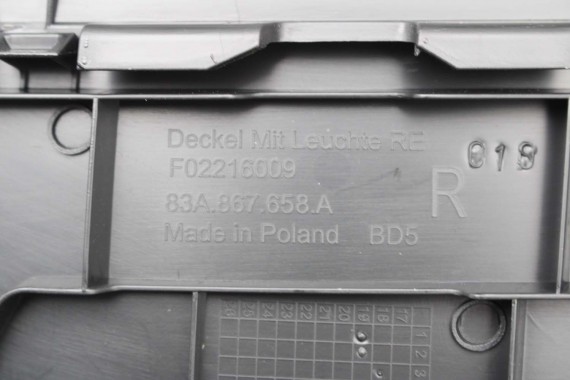 AUDI Q3 F3 BOCZEK KLAPY BAGAŻNIKA 83A867606 83A867979A 4PK czarny tapicerka wykończenie 83A867607 83A867608 83A867979 83A867979A