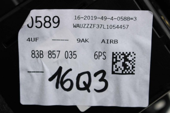 AUDI Q3 83A SCHOWEK KONSOLI PASAŻERA 83B857035 KONSOLA PULPIT DESKA KOKPIT czarna 83B857035A 83B857035B 83B857035 83B857035 F3