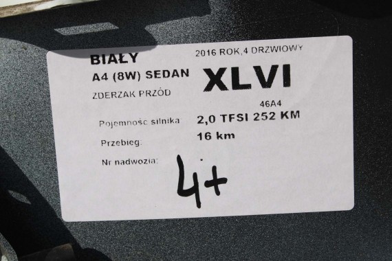 AUDI A4 8W PRZÓD maska błotniki zderzak pas przedni lampy wzmocnienie lampa FULL LED 2Y2Y LS9R Biały 8W0941033 8W0941034 T9 B9