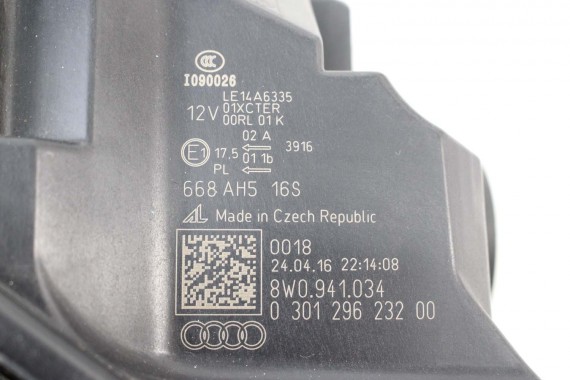 AUDI A4 8W PRZÓD maska błotniki zderzak pas przedni lampy wzmocnienie lampa FULL LED 2Y2Y LS9R Biały 8W0941033 8W0941034 T9 B9