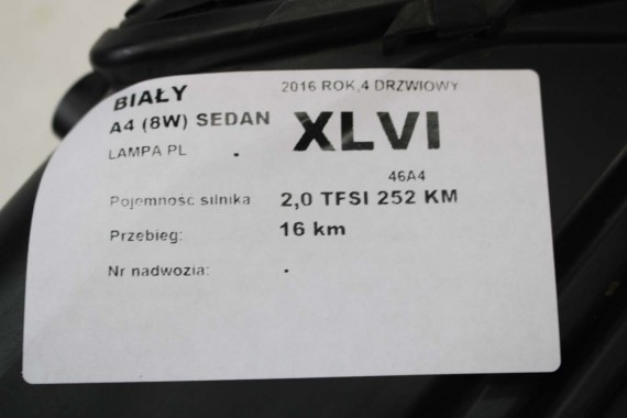 AUDI A4 8W PRZÓD maska błotniki zderzak pas przedni lampy wzmocnienie lampa FULL LED 2Y2Y LS9R Biały 8W0941033 8W0941034 T9 B9