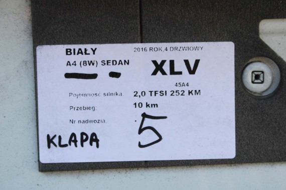 AUDI A4 SEDAN TYŁ ZDERZAK tylny + KLAPA BAGAŻNIKA 8W B9 2Y2Y LS9R biały ZESTAW KOMPLET 8W5827025 8W5807511 8W5807067 8W5807521