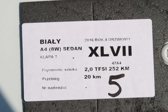 AUDI A4 SEDAN TYŁ ZDERZAK tylny + KLAPA BAGAŻNIKA 8W B9 2Y2Y LS9R biały ZESTAW KOMPLET 8W5827025 8W5807511 8W5807067 8W5807521