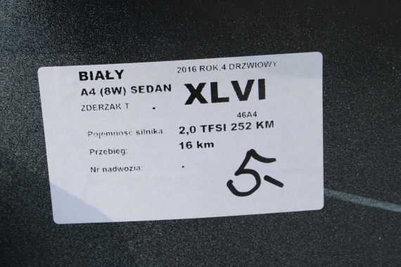 AUDI A4 SEDAN TYŁ ZDERZAK tylny + KLAPA BAGAŻNIKA 8W B9 2Y2Y LS9R biały ZESTAW KOMPLET 8W5827025 8W5807511 8W5807067 8W5807521