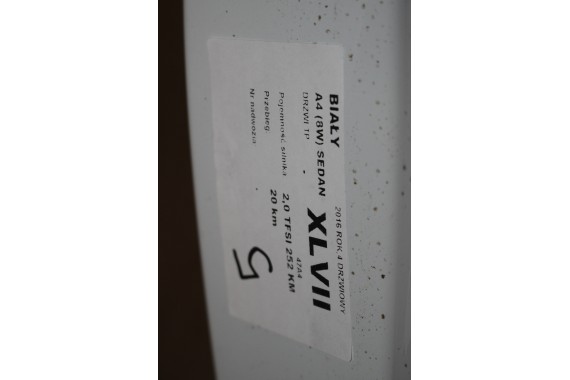 AUDI A4 SEDAN DRZWI PRAWE PRZÓD + TYŁ STRONA PRAWA LS9R 2Y przednie + tylne 2 sztuki 8W B9 biały LS9R 2Y2Y 8W0831052 8W5833052