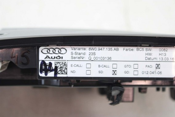 AUDI A4 LAMPKA PODSUFITKI BC5 szara 8W0947135AB 8W0 947 135 AB 4K0947135C 4K0947135AF 8W0947135AB 4K0947135C 4K0947135AF 8W B9