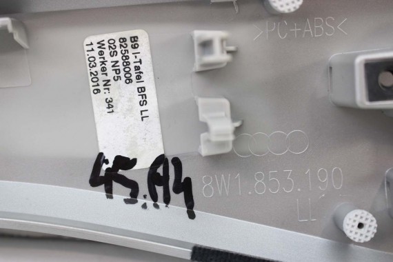 AUDI A4 LISTWY OZDOBNE DEKORY 8W1863969 8W1853189 8W1853190 8W0867409L 8W0867410L 8W0867419 8W0867420 dekor listwa 8W 8W1863969R