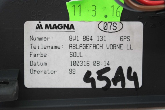 AUDI A4 PÓŁECZKA PÓŁKA POPIELNICZKA 8W1864131 8W B9 8W1 864 131 8W1864131 8W1864131 8W1864131 8W1864131 8W1864131 8W1864131 A5