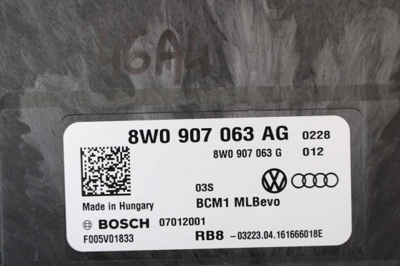 AUDI A4 A5 Q7 MODUŁ STEROWNIK BORDNETZ BCM 8W0907063AG 8W0907063G 8W0 907 063 AG 8W0907063AH MOCY 8W 4M 8W0907063AG FULL LED