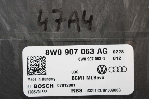 AUDI A4 A5 Q7 MODUŁ STEROWNIK BORDNETZ BCM 8W0907063AG 8W0907063G 8W0 907 063 AG 8W0907063AH MOCY 8W 4M 8W0907063AG FULL LED
