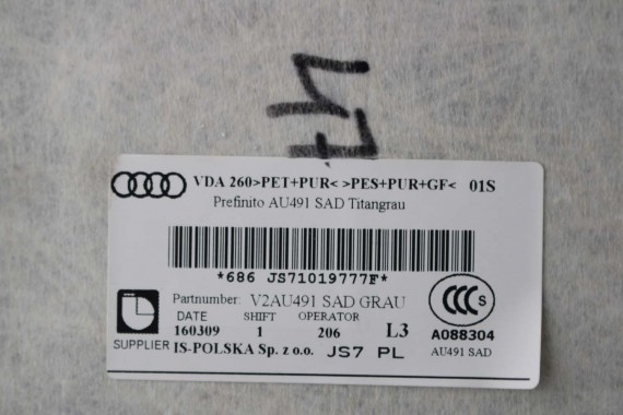 AUDI A4 SEDAN PODSUFITKA szara 8W5867506G RL9 szary 8W5 867 506 G 8W5867506G 8W5867506G 8W B9 8W5867506L 8W5867506C 8W5867506G