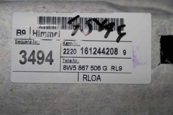 AUDI A4 SEDAN PODSUFITKA szara 8W5867506G RL9 szary 8W5 867 506 G 8W5867506G 8W5867506G 8W B9 8W5867506L 8W5867506C 8W5867506G