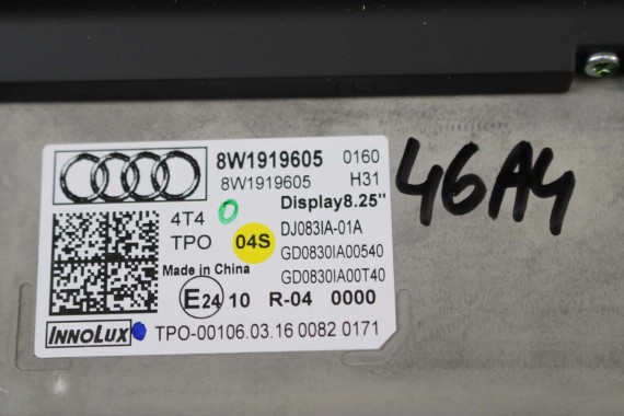 AUDI A4 A5 MONITOR EKRAN LCD WYŚWIETLACZ 8W1919605 8W1 919 605 8"25 CALA 8W1919605  8W1919605 MMI HIGH 8W F5 8W0919605 8W1919605
