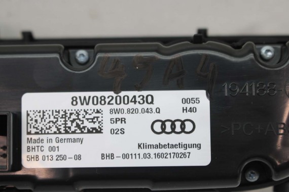 AUDI A4 A5 Q5 PANEL KLIMATYZACJI 8W0820043Q 8W0820043M 8W0820043A 8W0820043AM przód moduł sterownik nawiewu klimy 8W 80A B9 F5