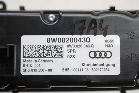 AUDI A4 A5 Q5 PANEL KLIMATYZACJI 8W0820043Q 8W0820043M 8W0820043A 8W0820043AM przód moduł sterownik nawiewu klimy 8W 80A B9 F5