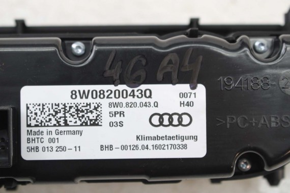 AUDI A4 A5 Q5 PANEL KLIMATYZACJI 8W0820043Q 8W0820043M 8W0820043A 8W0820043AM przód moduł sterownik nawiewu klimy 8W 80A B9 F5