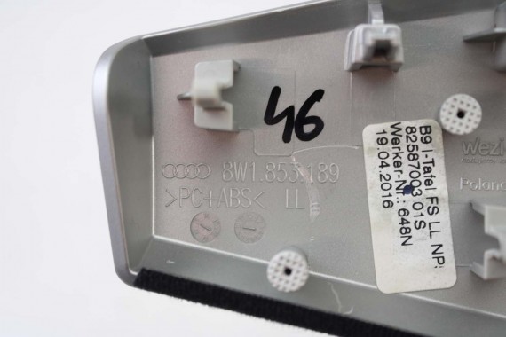 AUDI A4 LISTWY OZDOBNE DEKORY 8W1863969 8W1853189 8W1853190 8W0867409L 8W0867410L 8W0867419 8W0867420 dekor listwa 8W 8W1863969R