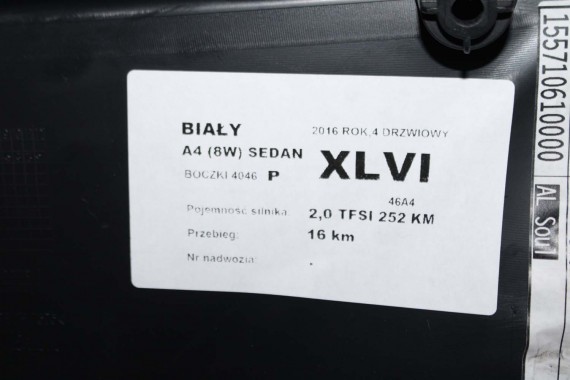 AUDI A4 8W BOCZEK BOCZKI DRZWI drzwiowe tapicerka SEDAN 8W 8W5 B9 skóra kolor czarny 8W1867103 8W1867104 8W0867303 8W0867304
