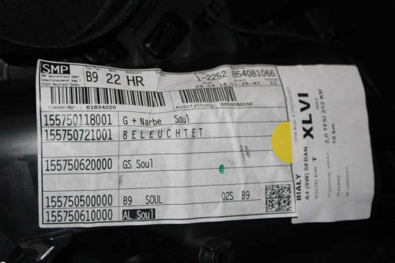 AUDI A4 8W BOCZEK BOCZKI DRZWI drzwiowe tapicerka SEDAN 8W 8W5 B9 skóra kolor czarny 8W1867103 8W1867104 8W0867303 8W0867304